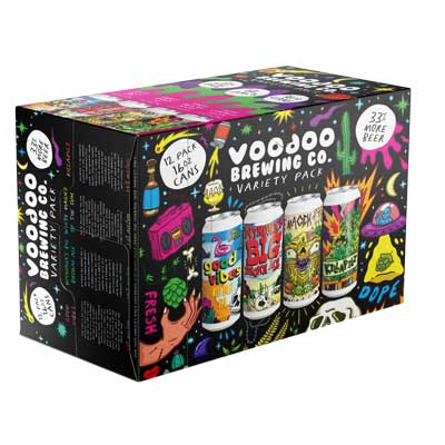 Voodoo Brewery 37 Pieces of Flair 16 oz. Can Love Child 12 oz. Bottles Cafe  Con Leche Ale - Venti 16 oz. Can Tranquil Breezes 16 oz. Can Cowbell  Imperial Stout Kegs
